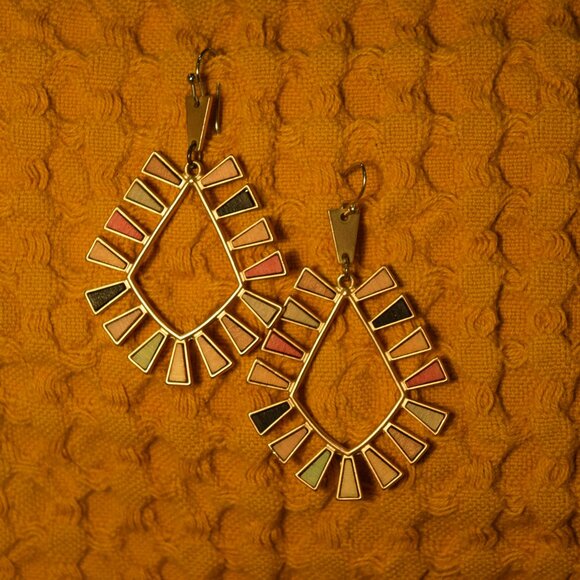 Boho Geometric Drop Earrings – Multicolor Statement Jewelry - Picture 2 of 4